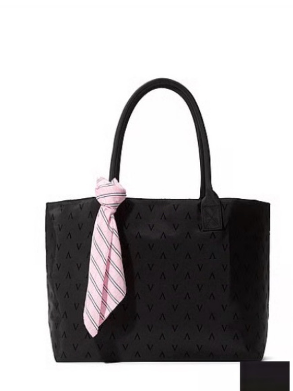 Victoria's Secret Black Tote with Pink Scarf Detail